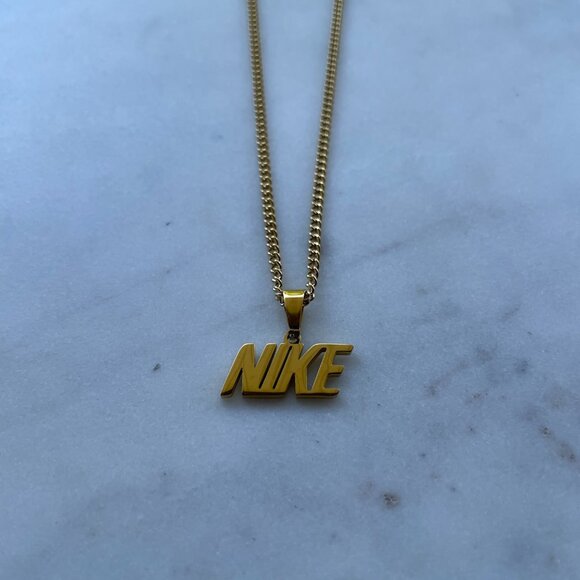 Gold NIKE Necklace - 20" Thin Chain - Gold Plated Stainless Steel - Easter - Picture 2 of 4